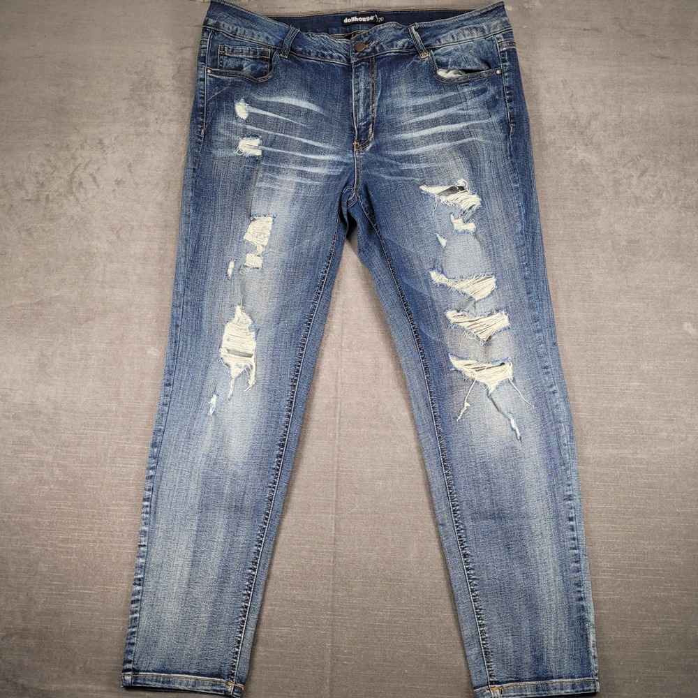 Dollhouse Y2K Denim Jeans Distressed Light Wash Stretch Women's Size 20